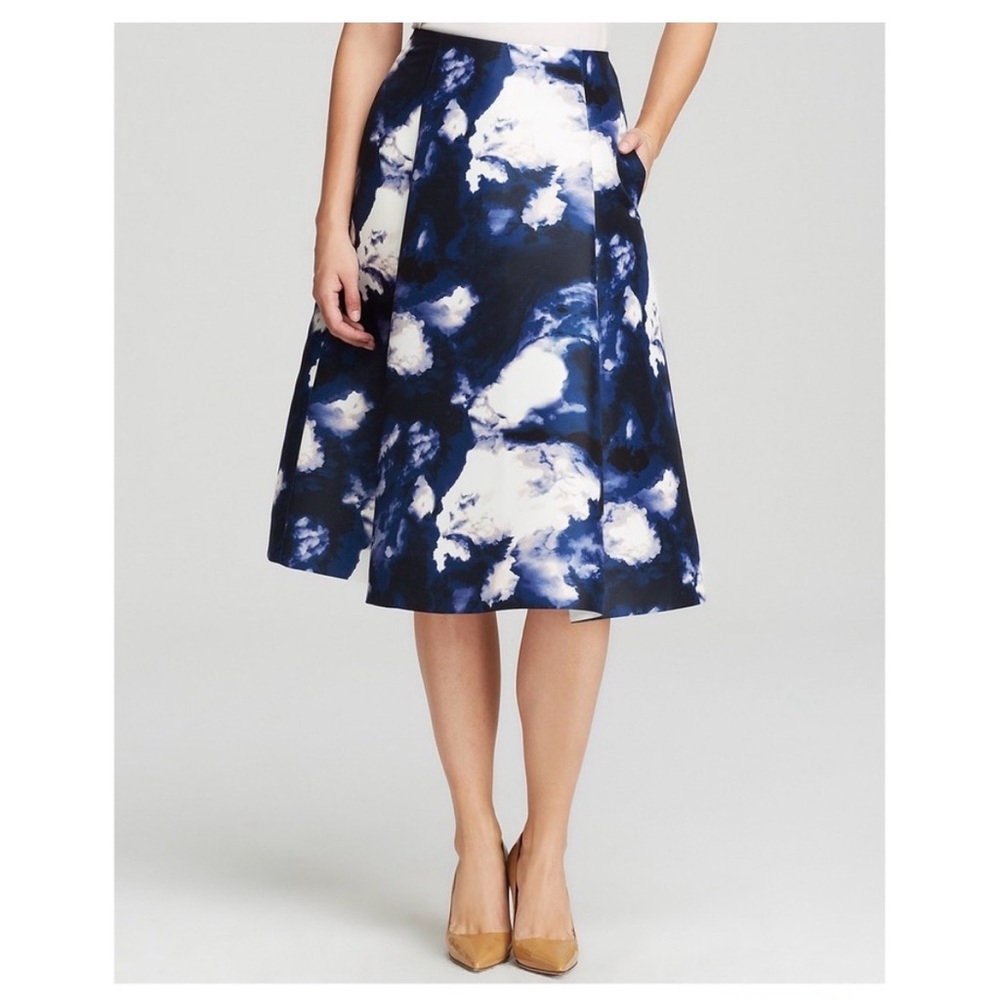 Kate Spade Navy & White A-Line Cloud Print Skirt, 6